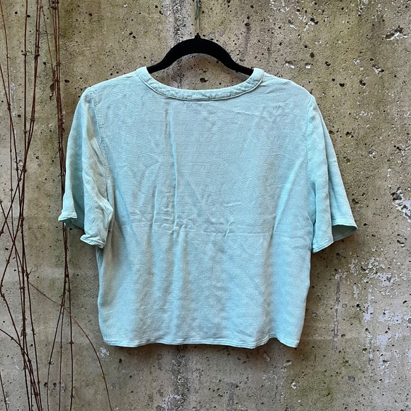 Topshop Mint Green Blouse w/ Pocket Detail, Button-Down Shirt, Size 8 - Picture 5 of 11